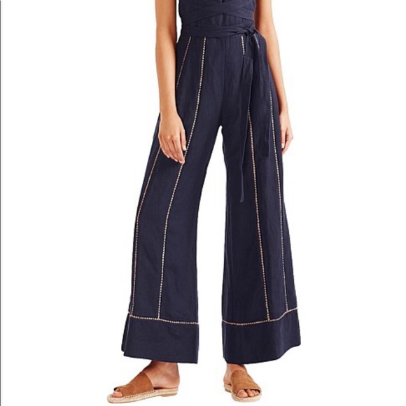 Tigerlily Kapari Hana Square Neck Linen Tie Back Wide Leg Jumpsuit 0 NWT - Picture 8 of 13